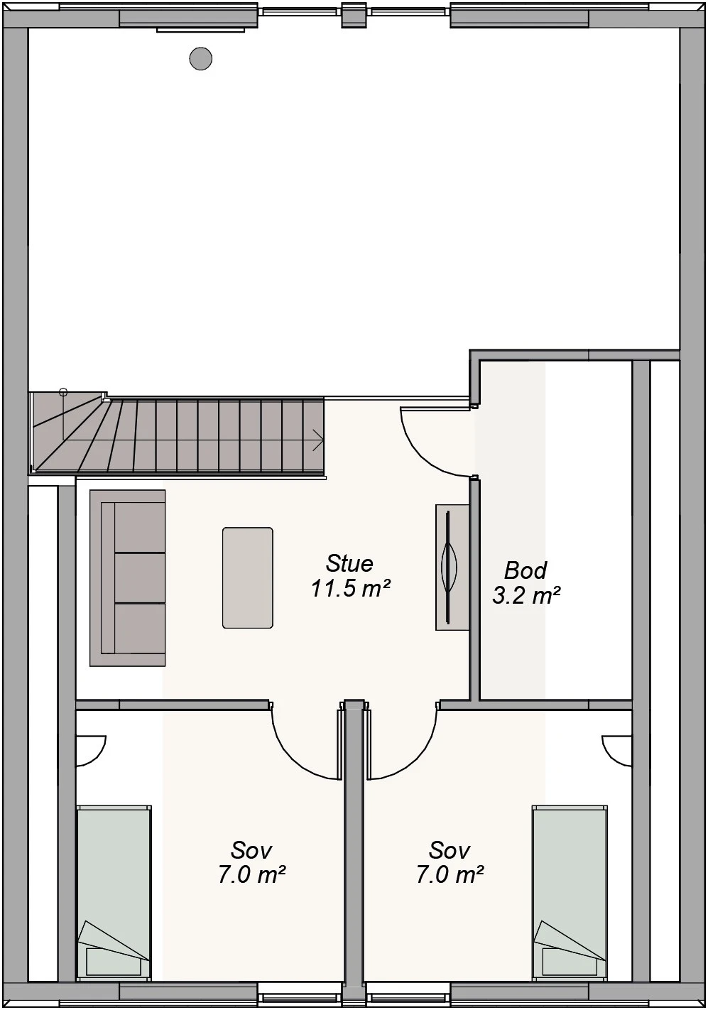 Atlas, illustrasjon av plantegning 2 etg Galleribilde