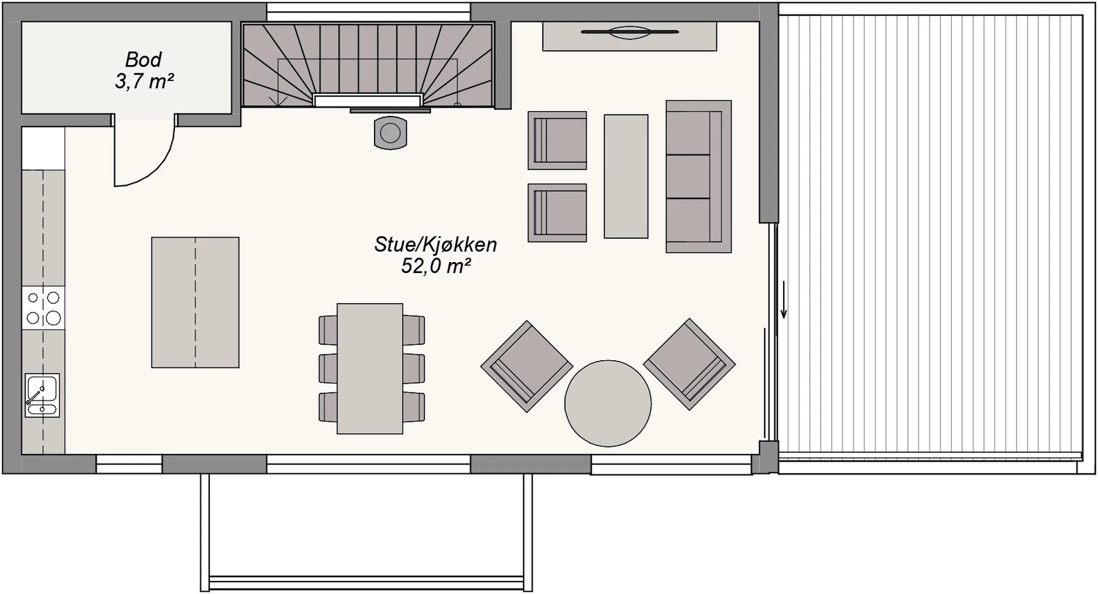 Komplett, illustrasjon av plantegning 2 etg Galleribilde