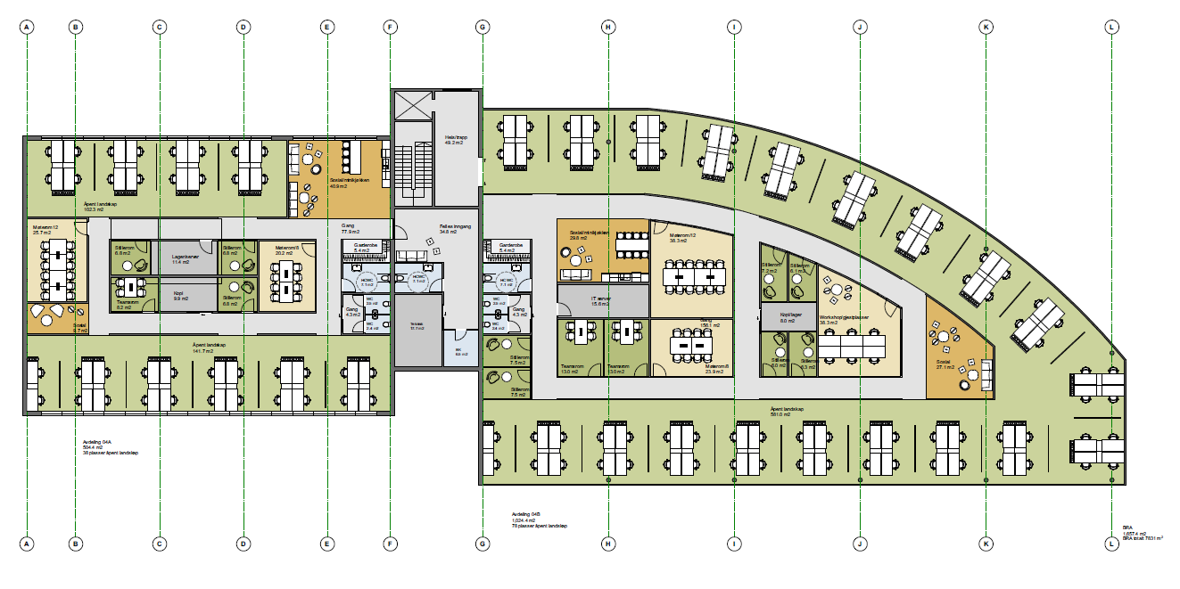 Kokstaddalen 2, 1.etg. - forslag til innredning. Galleribilde