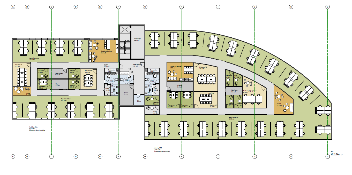 Kokstaddalen 2, 2. etg. - forslag til innredning. Galleribilde