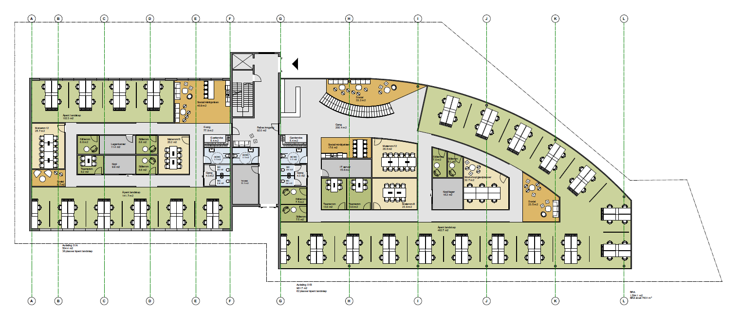 Kokstaddalen 2, 4 etg. - forslag til innredning. Galleribilde