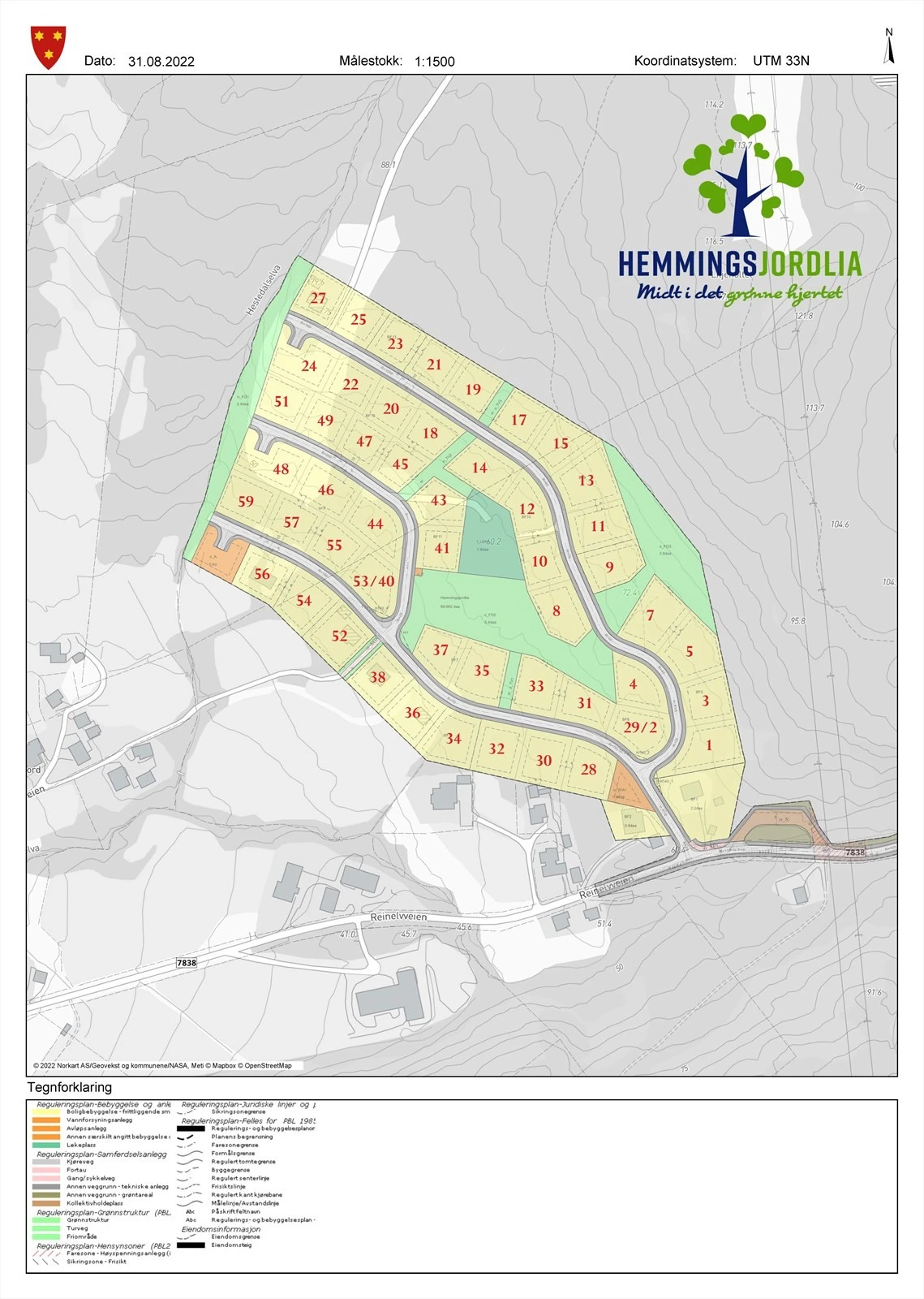 Hemmingsjordlia - oversiktskart. Galleribilde