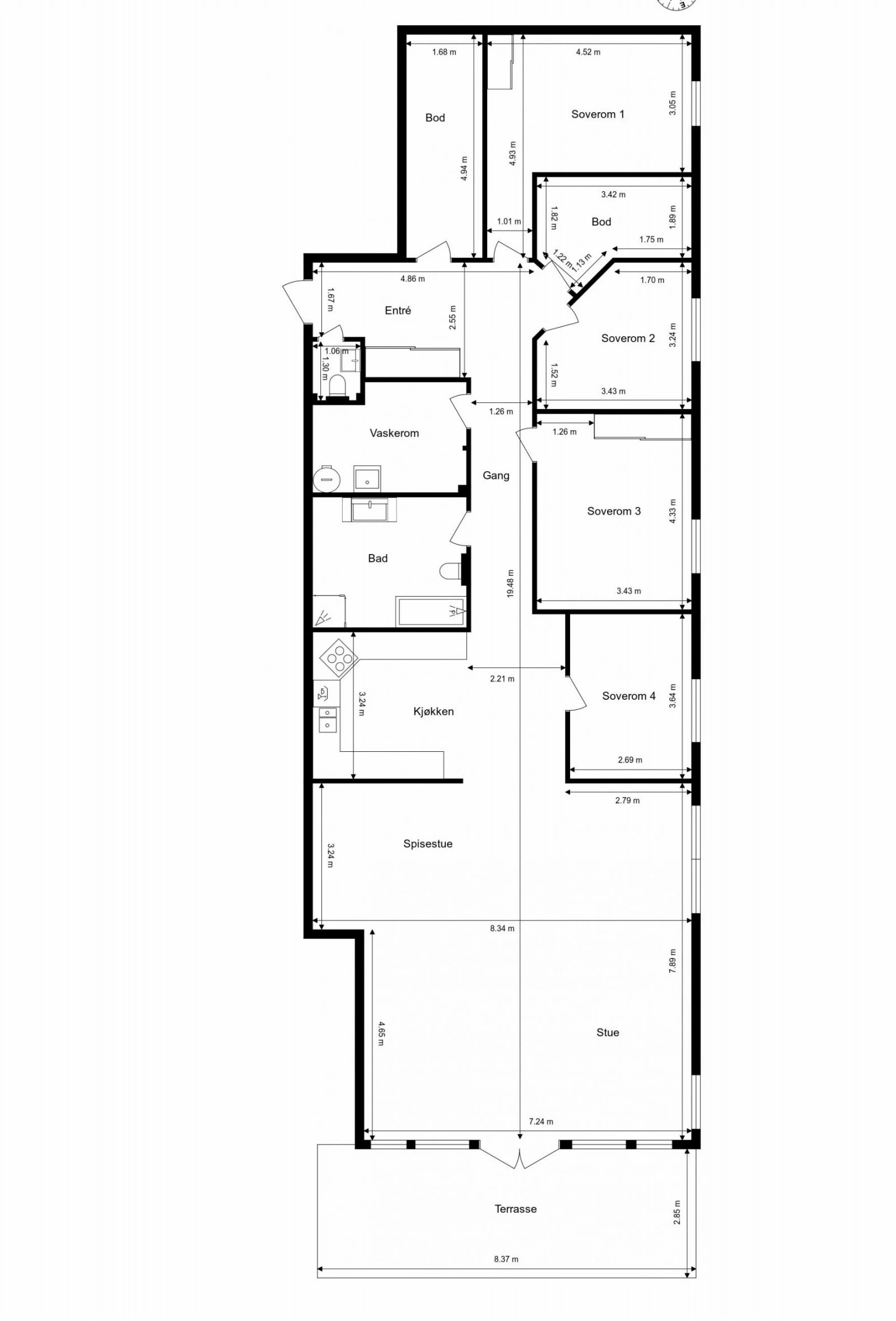 Målsatt plantegning Galleribilde