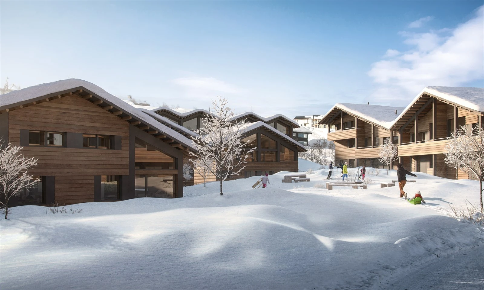 Chaletene har den beste ski inn/ski ut beliggenheten du drømmer om. 9 av 13 solgt i første salgstrinn. (Illustrasjon) Galleribilde