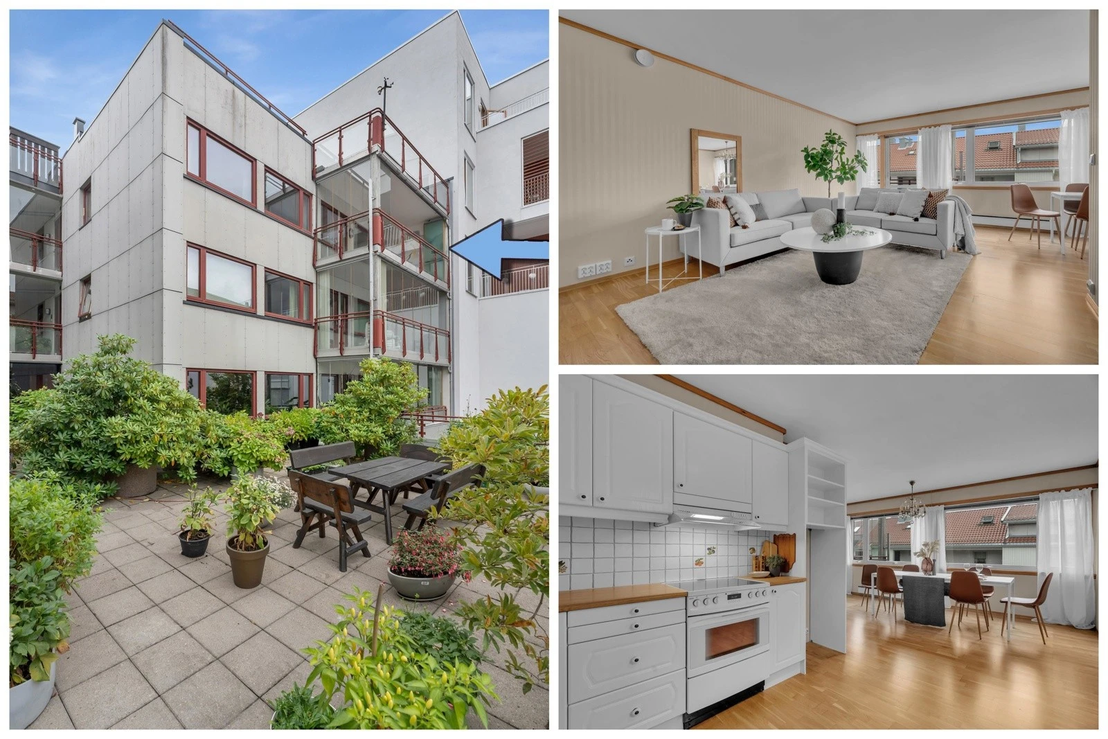 Stor (110 kvm) selveierleilighet med tilbaketrukket og solrik beliggenhet! Galleribilde