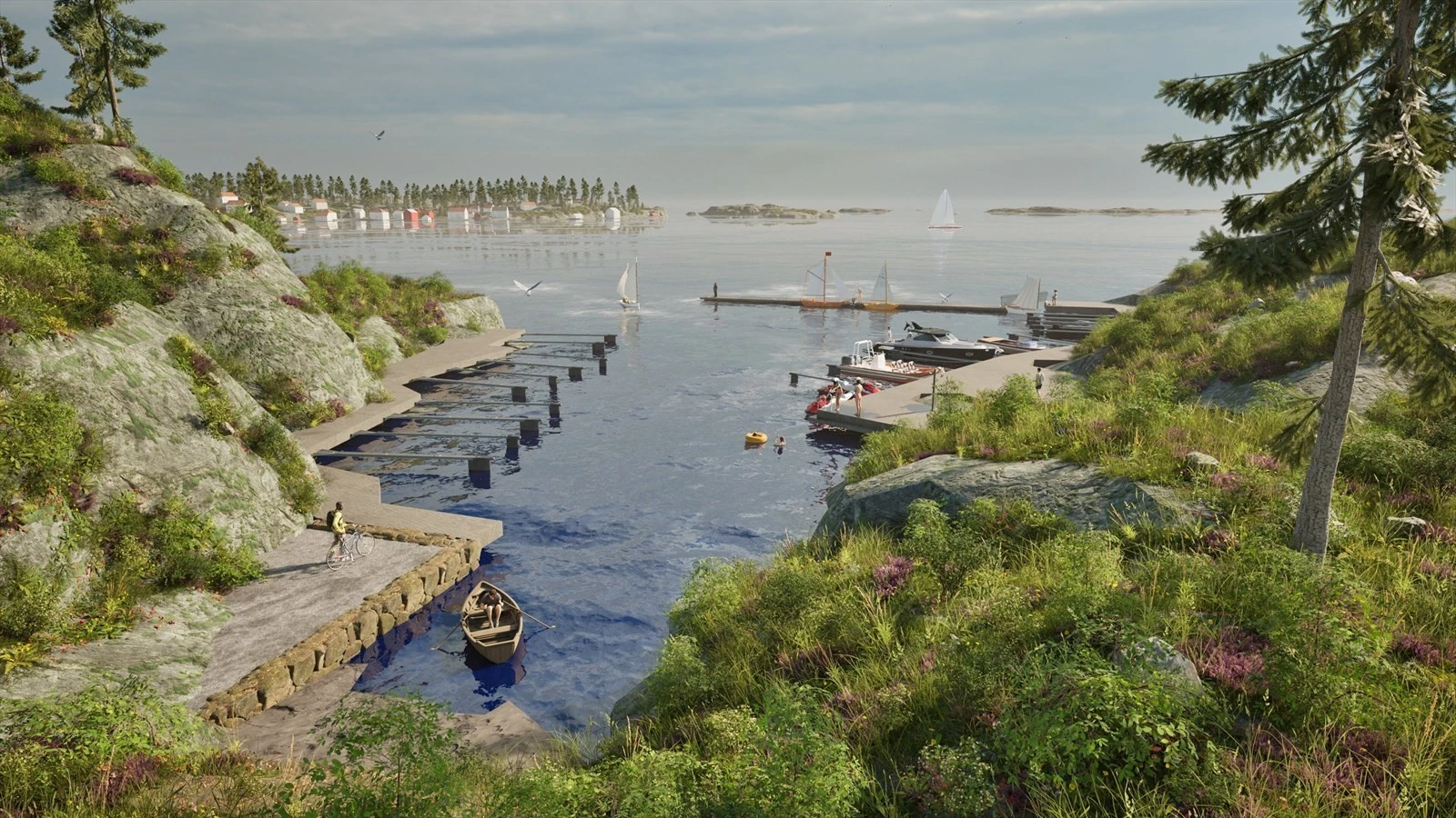 Båthavn - bryggen til høyre i bilde vil man kunne kjøpe seg båtplass i Galleribilde