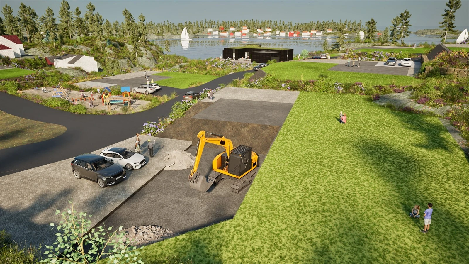 Tomt 12 - Grønt Mulig uteareal Mørkegrått Mulig bygningsareal i 2 nivåer Galleribilde