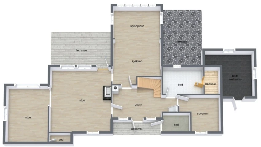 Plantegning 1. etasje Galleribilde