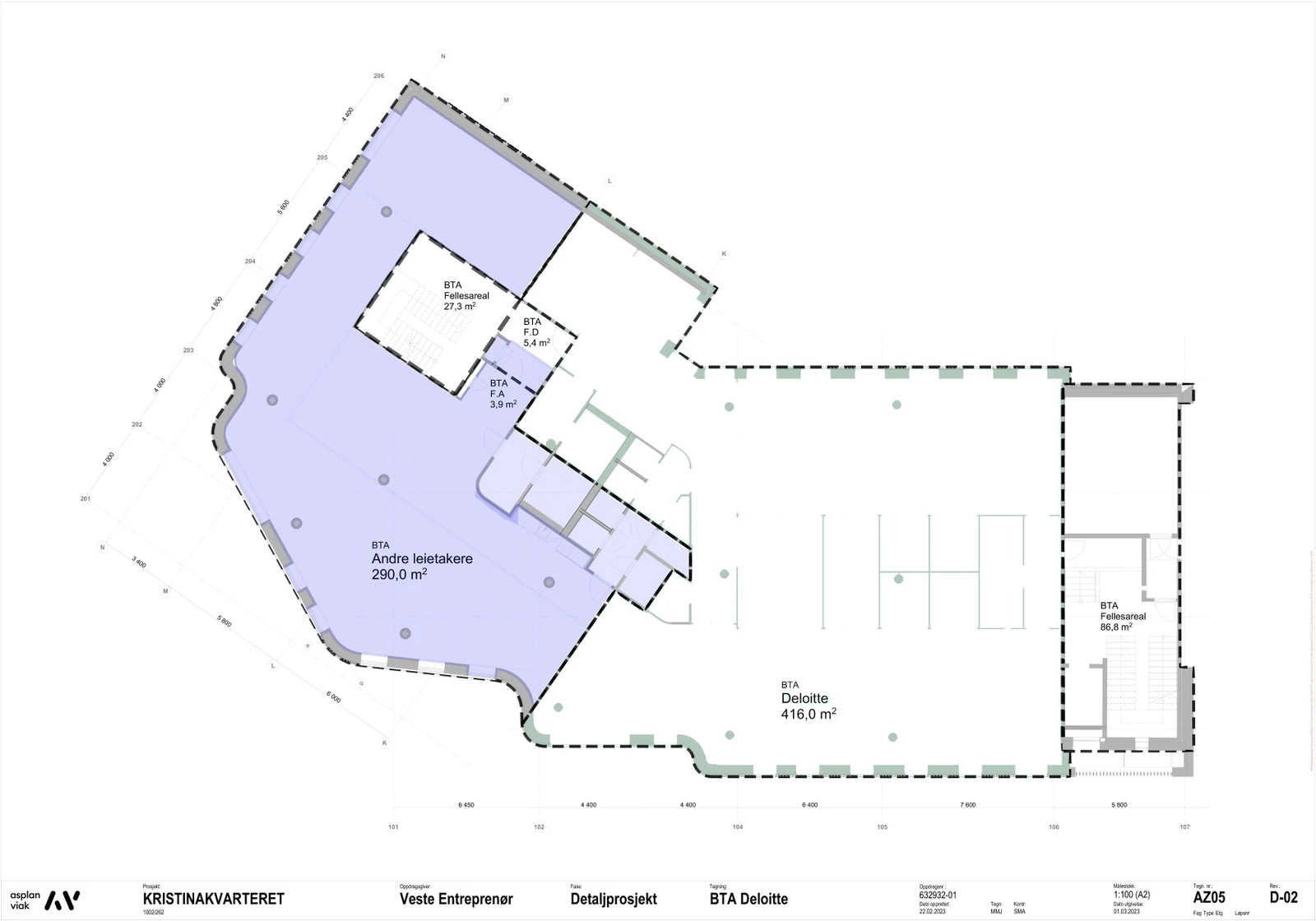 Plantegning. Ledig areal vises i blått Galleribilde