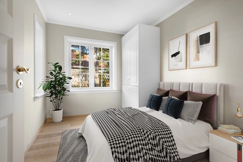 Boligen har 2 soverom i hver etasje - perfekt for deg som ønsker alt på én flate, men samtidig trenger god plass til hele familien Galleribilde