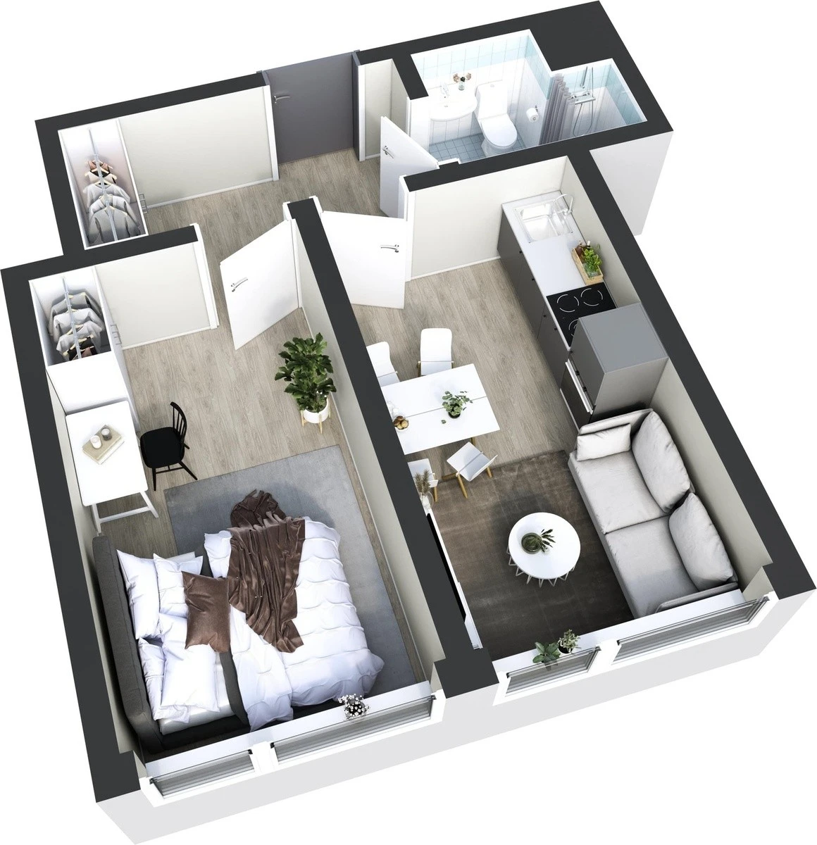 Flott 2-roms leilighet, pusset opp i 2020 med gode lysforhold og et moderne kjøkken Galleribilde