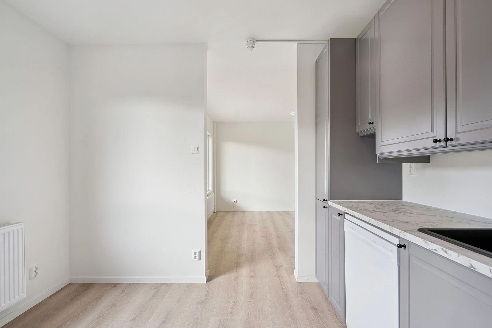 Kompakt og funksjonell kjøkkenløsning i moderne stil.