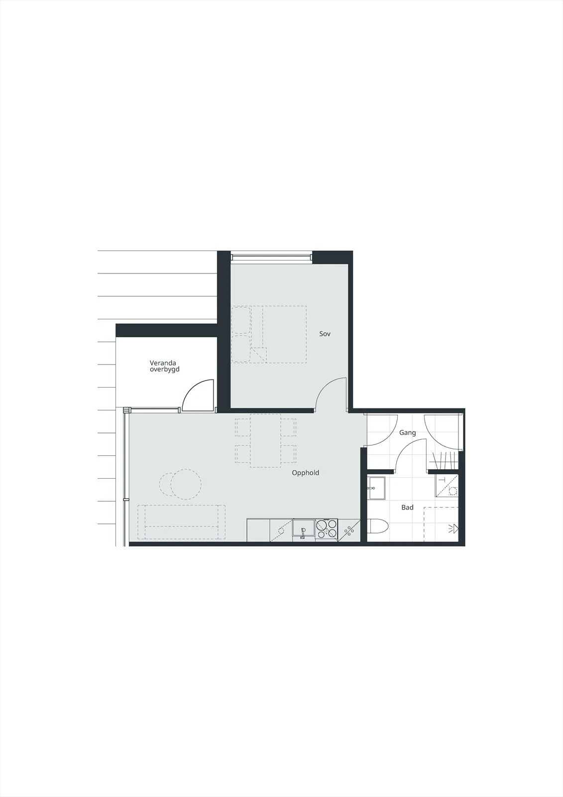 Leilighet 237 er en liten og komfortabel fritidsleilighet med alle bekvemmeligheter. Galleribilde