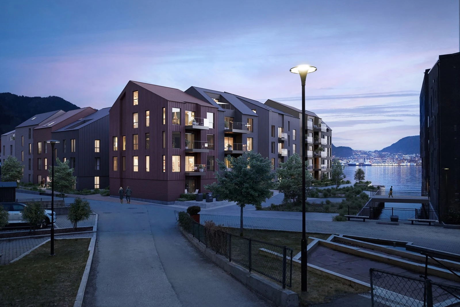 B-blokken ligger i bakkant og er skjermet. Her vil du likevel kunne nyte sjønær beliggenhet. Det skal etableres en liten kanal utenfor blokken. Galleribilde