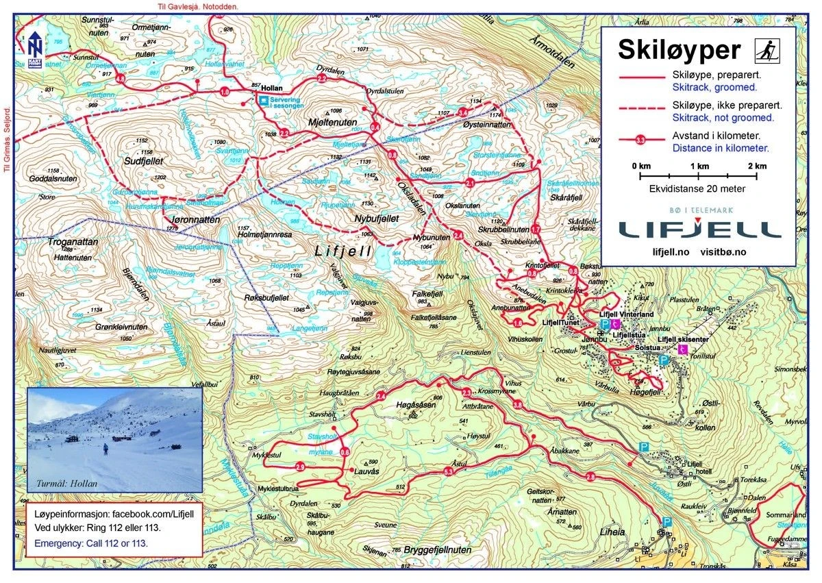 Løypekart fra Lifjell Galleribilde