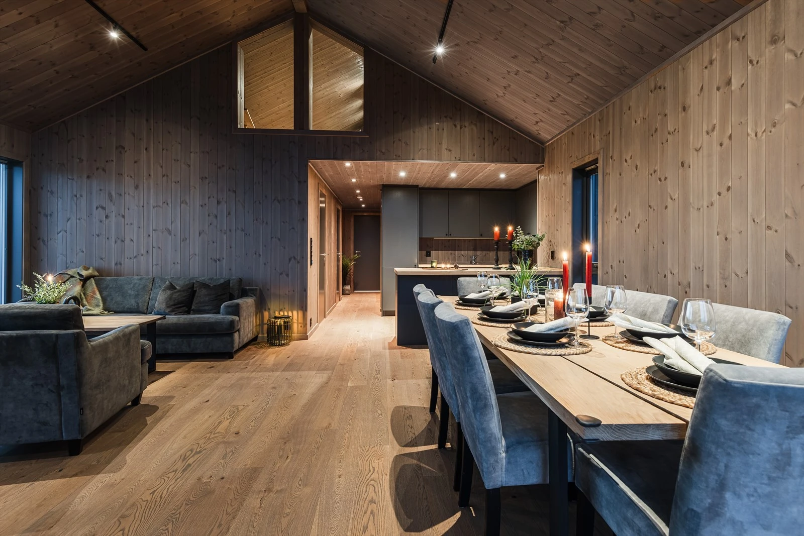 Stue og kjøkken i glidende overgang Galleribilde