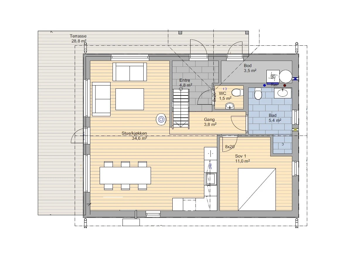 Plantegning 1. etasje Galleribilde