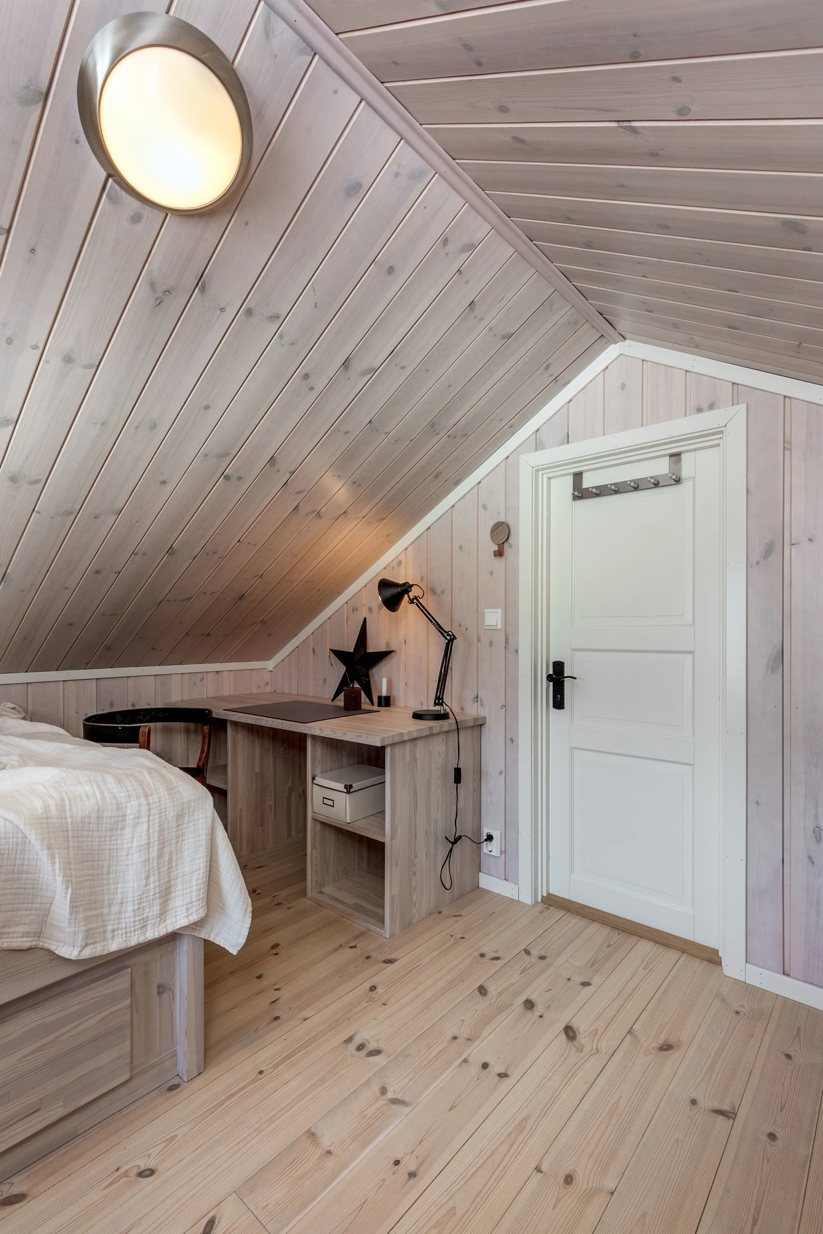 Videre er det fin avsatt plass til å innrede med skap eller kontorplass etter ønske - i henhold til teknisk forskrift er ikke loftsetasjen godkjent som oppholdsrom Galleribilde