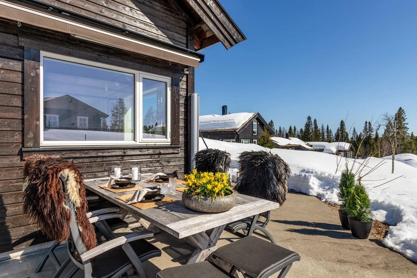 Solrik uteplass i naturskjønne omgivelser. Galleribilde