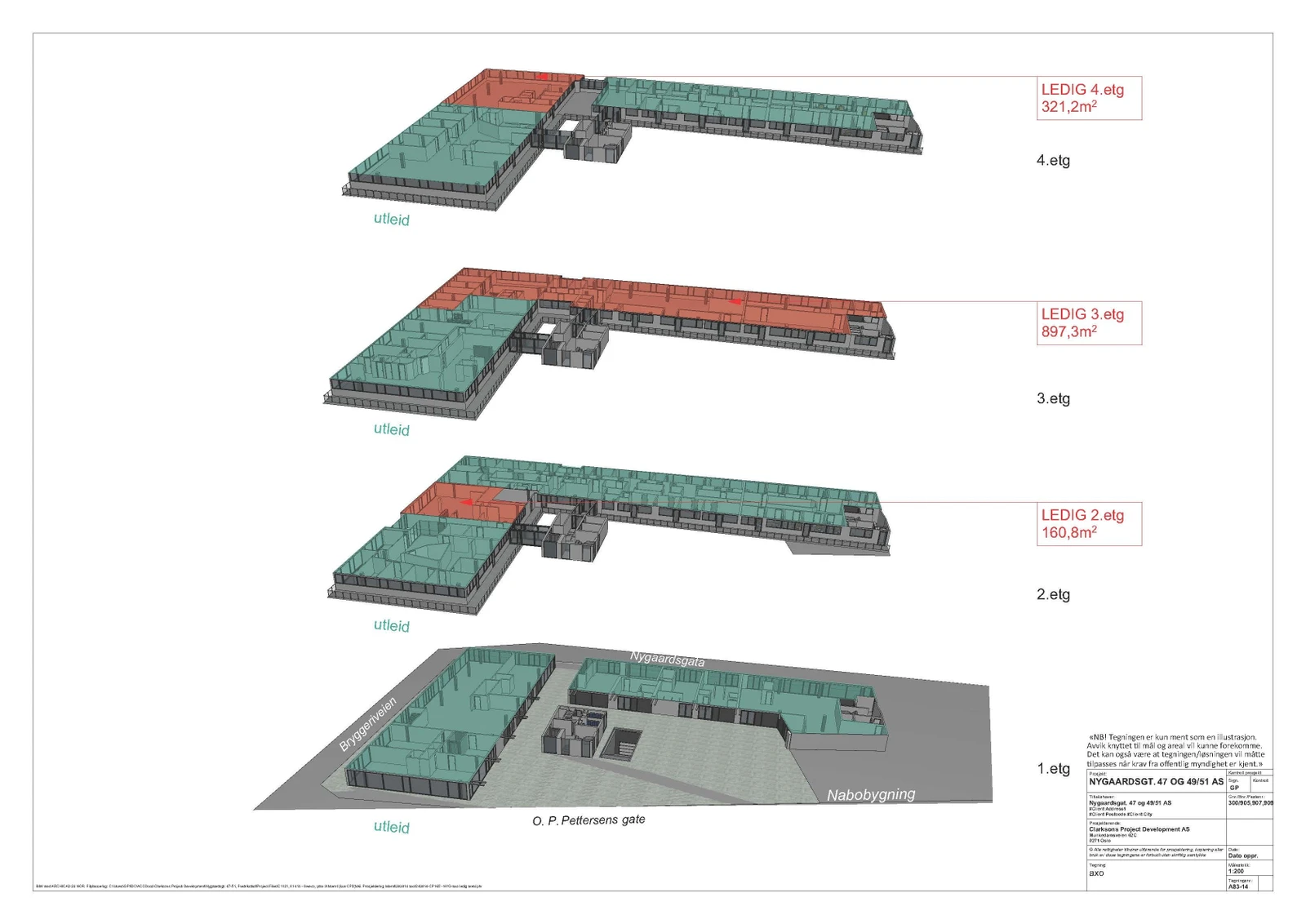 Bygget er over 4 etasjer. Butikker i første etasje, og kontor og helselokaler fra 2.- 4. etasje. Galleribilde
