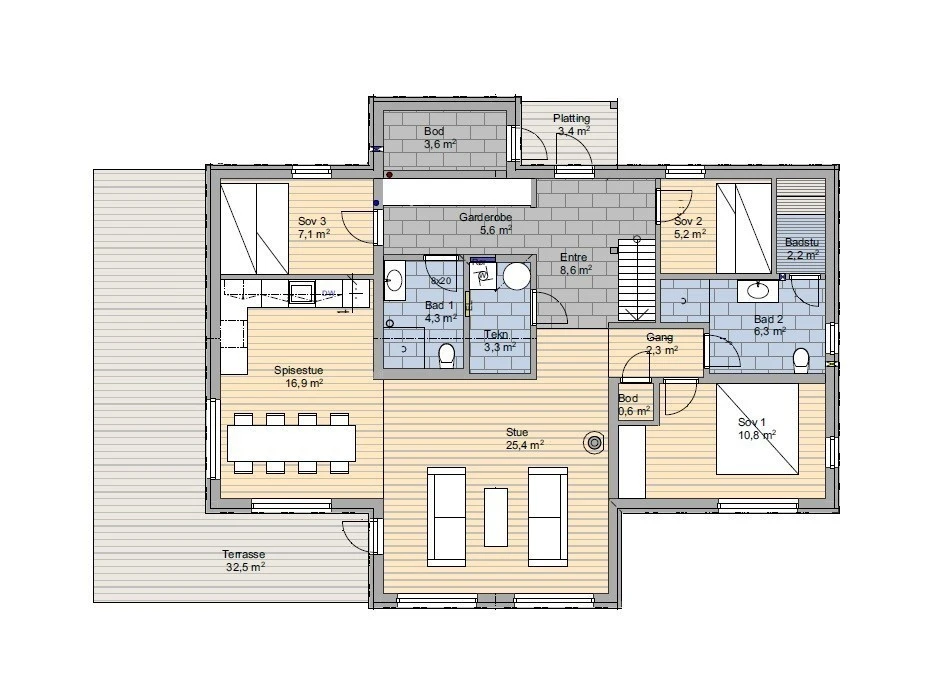 Plantegning 1. etasje Galleribilde