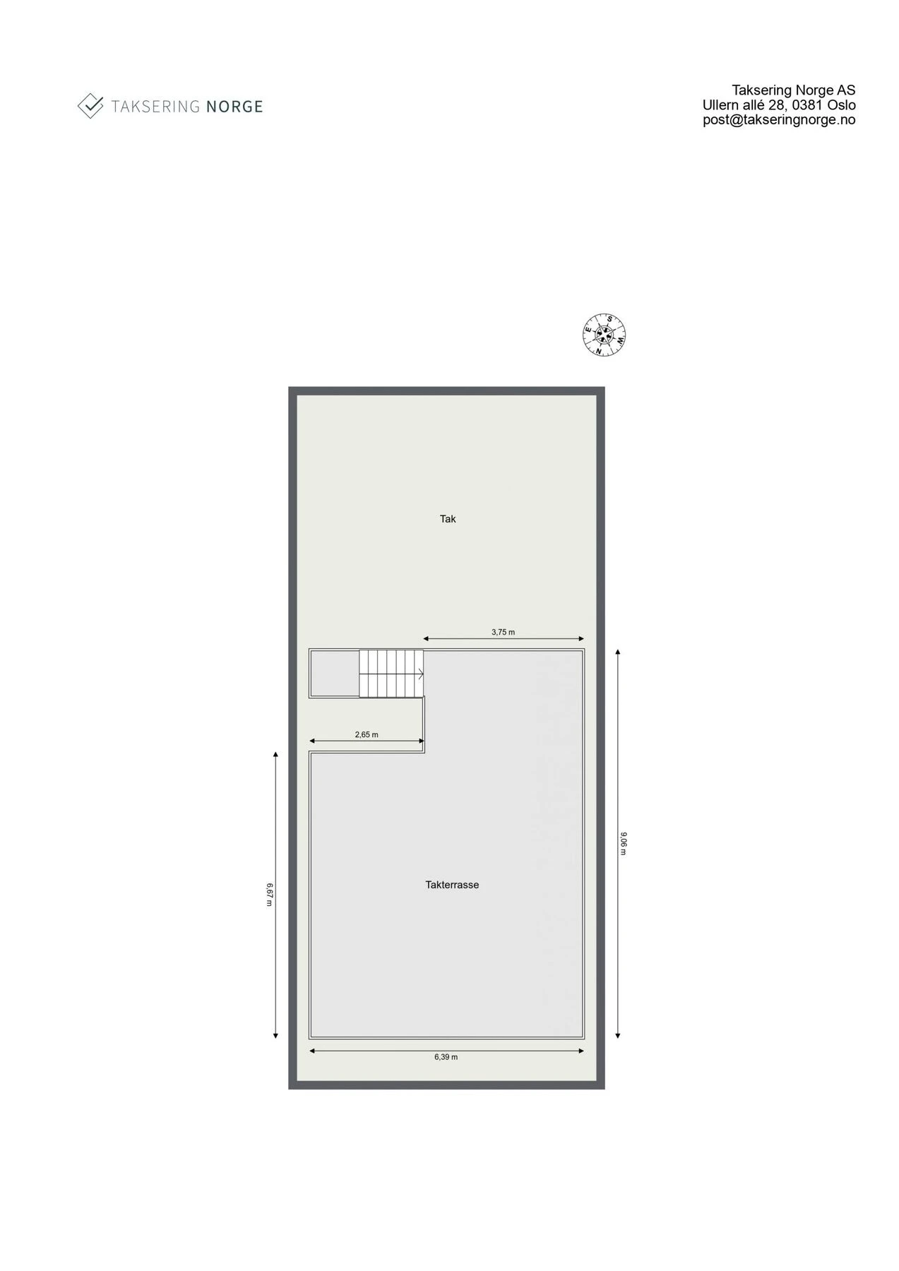Plantegning takterrasse: TBA: 51 kvm. Galleribilde