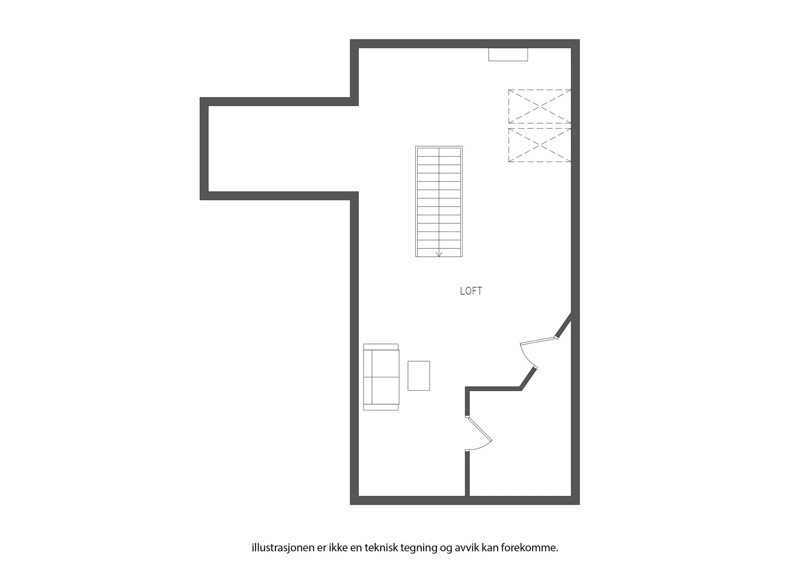 Denne leilighetens areal er fordelt over to etasjer Galleribilde