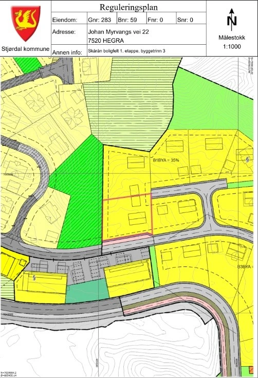 Reguleringskart Johan Myrvangs vei 22 Galleribilde