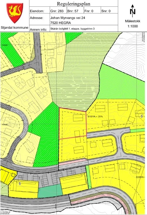 Reguleringskart Johan Myrvangs vei 24 Galleribilde