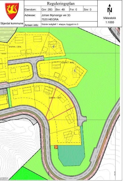 Reguleringskart Johan Myrvangs vei 33 Galleribilde