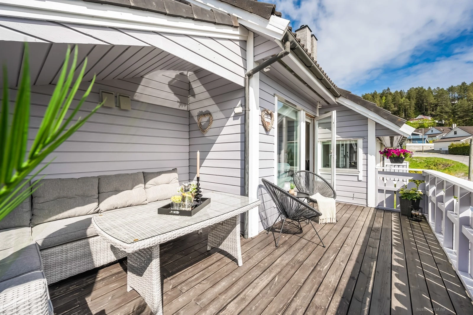Svært gode solforhold på balkong.