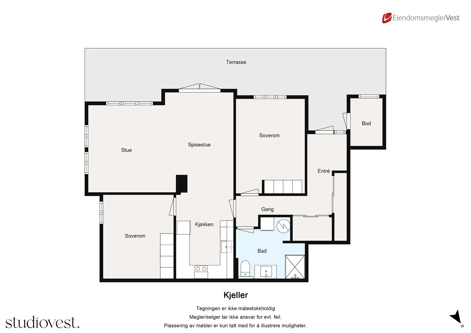 Planskisse: Kjeller/utleidel. Galleribilde