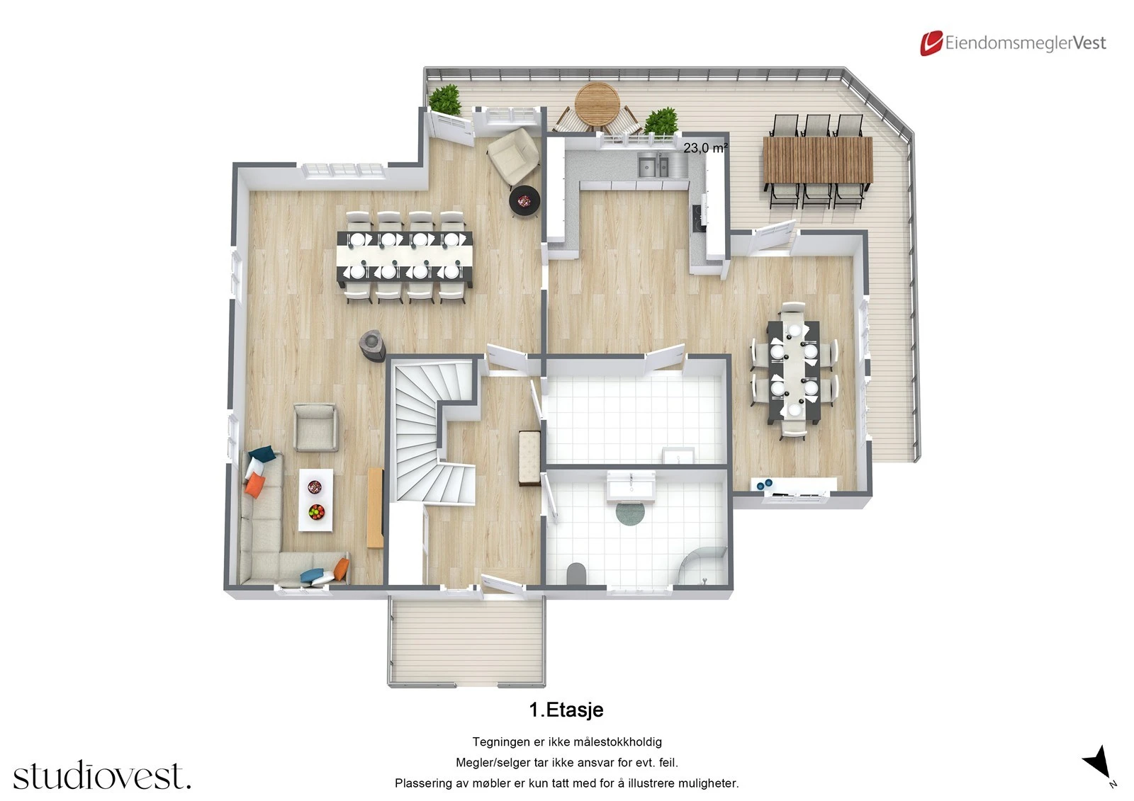 Planskisse 3D: 1. etasje. Galleribilde