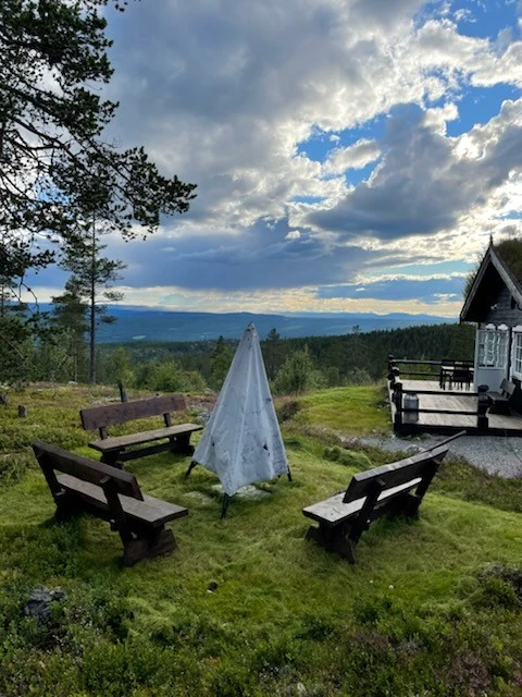Fra stuen har du utgang til en solrik sydvestvendt terrasse på ca. 28 kvm og et romslig uteareal. Galleribilde