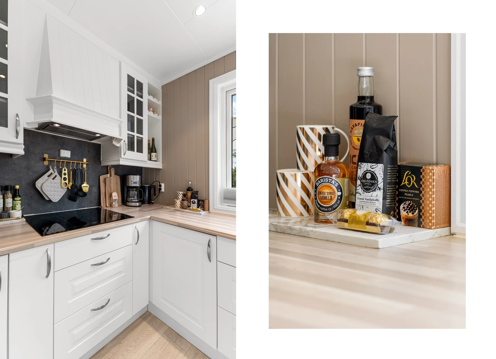 God skap- og benkeplass til alt av kjøkkenutstyr og til matlagingen Galleribilde