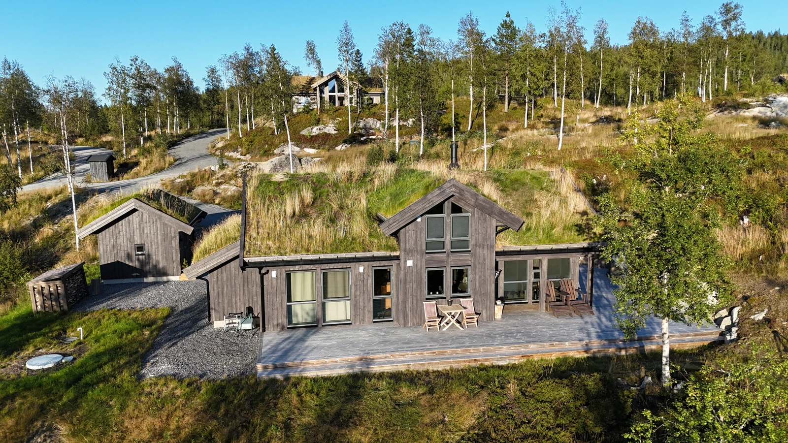 Ferdig oppført Smart-hytte på hyttefeltet. Galleribilde