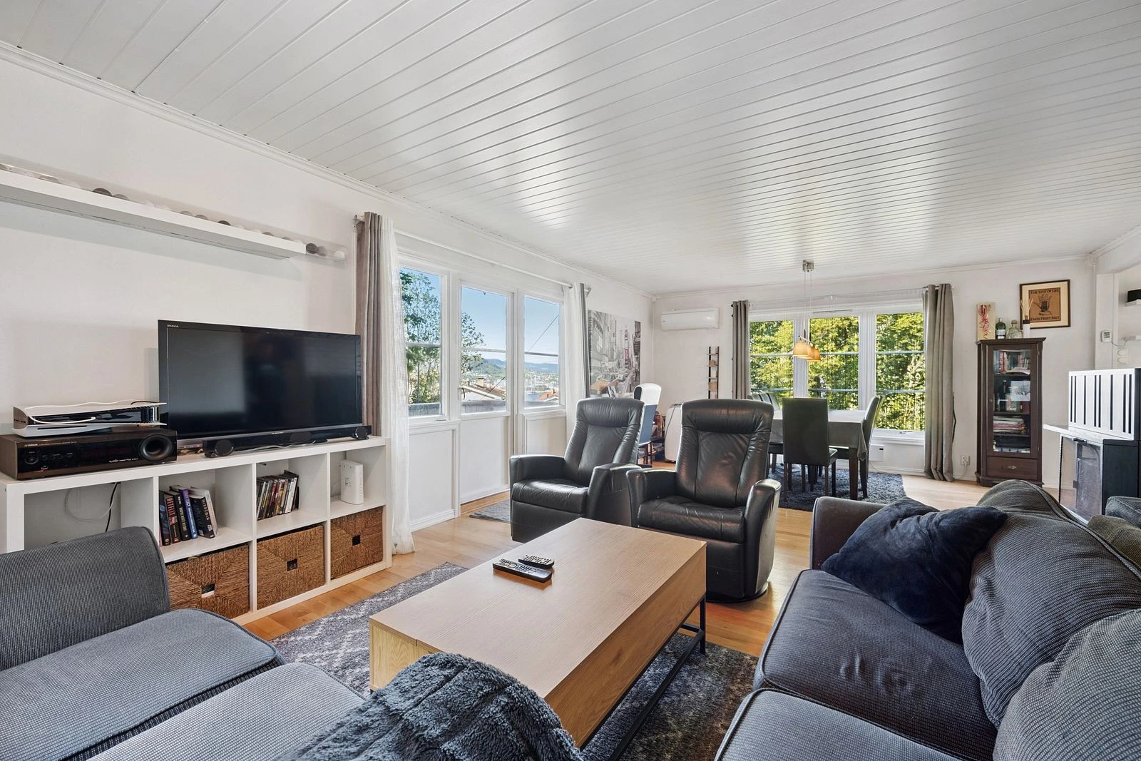 God plass til både sofa- og spisestue.