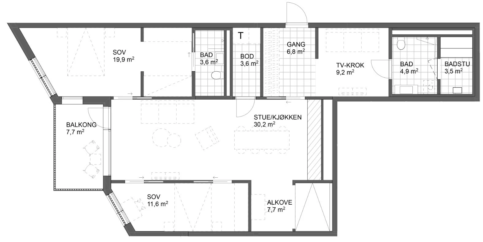 Planskisse Fjellandsbyen Hemsedal leilighet B214. Galleribilde