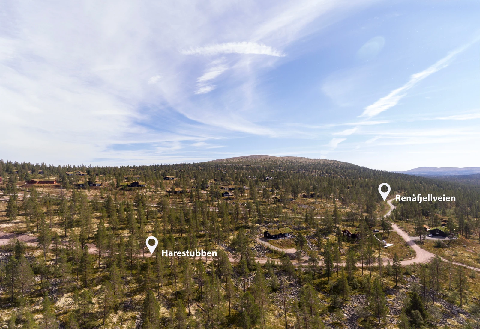 Her ser vi mot et utvalg av tomtene i Harestubben og Renåfjellveien Galleribilde