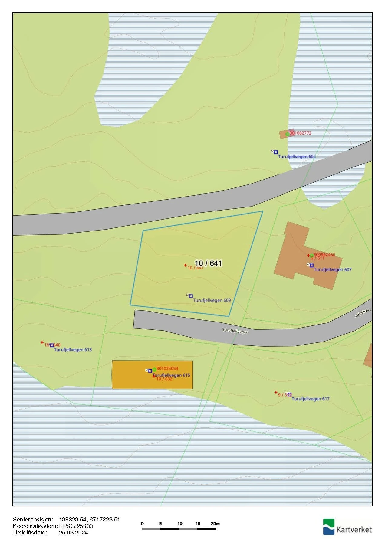 Utsnitt fra kartverket, tomt H294 Galleribilde