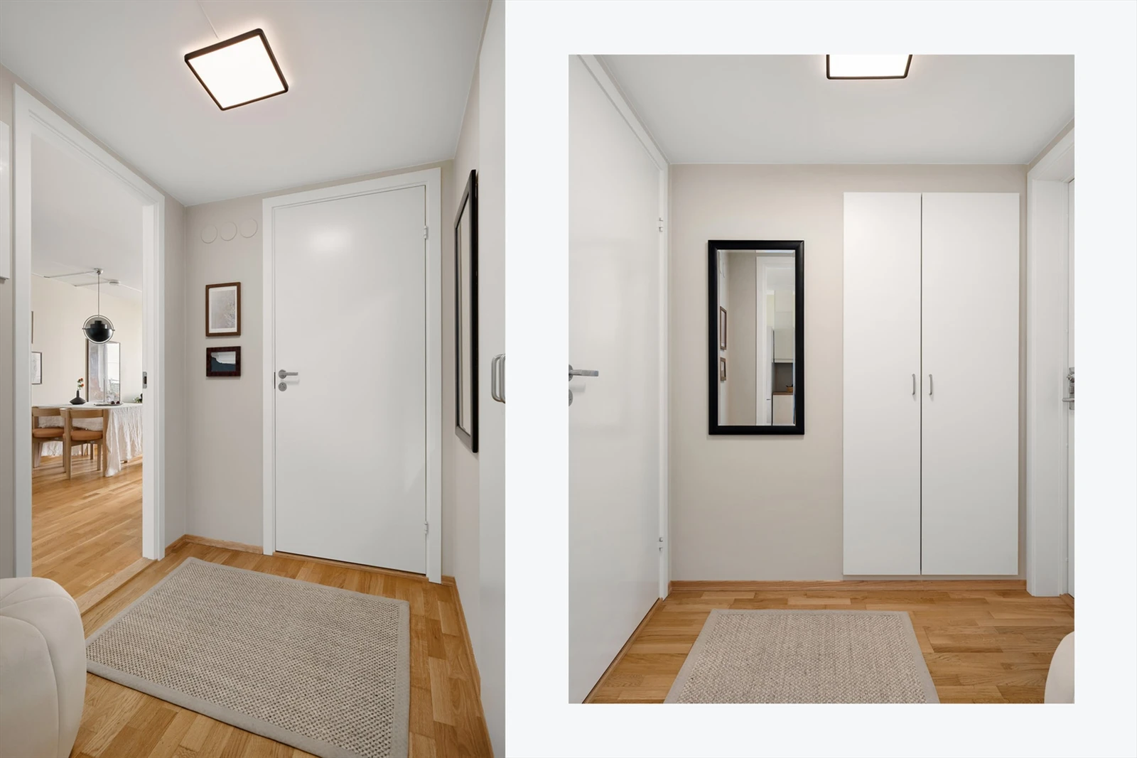 Lys og praktisk entré med integrert garderobeskap. Galleribilde