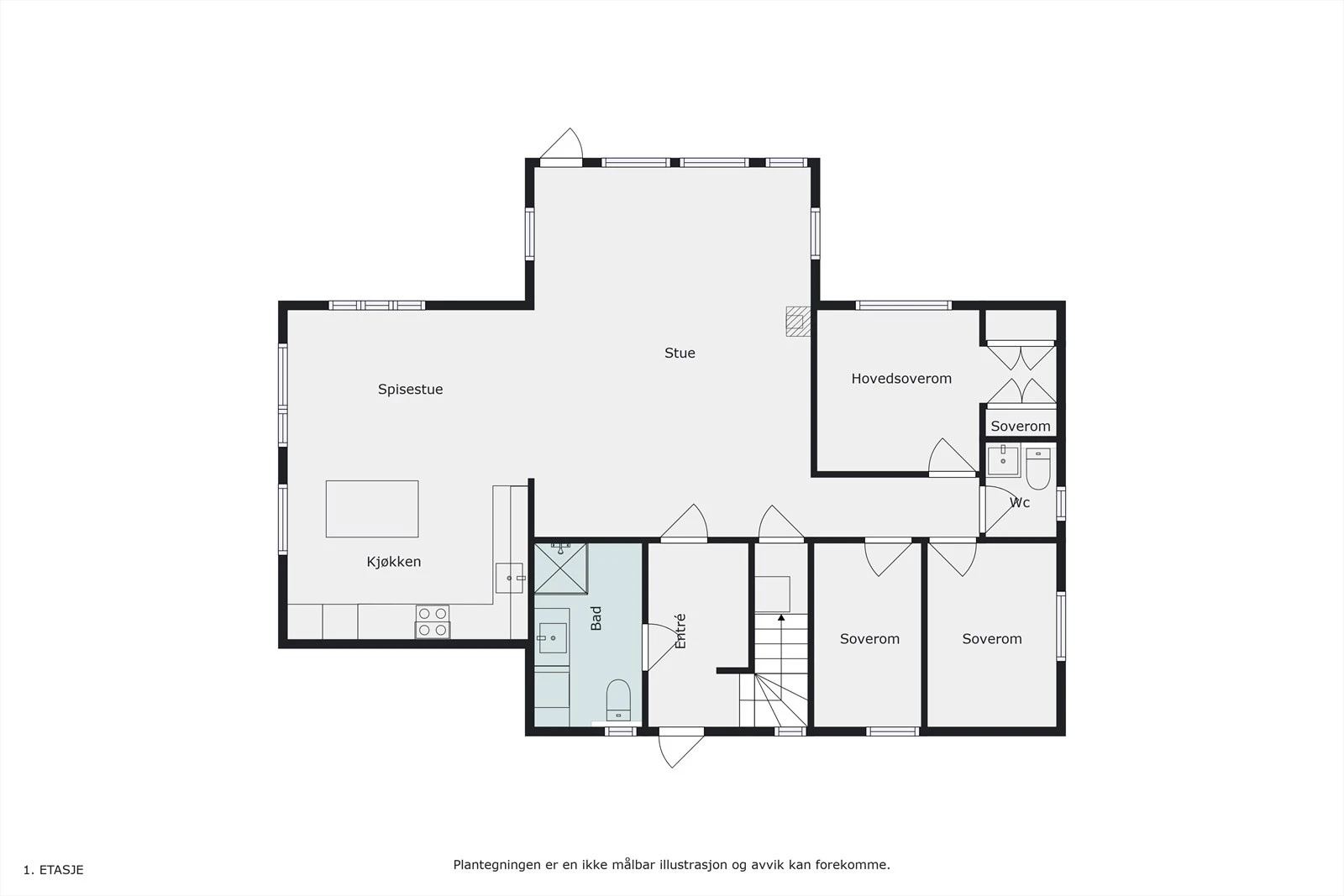 Plantegning hovedetasje. Galleribilde