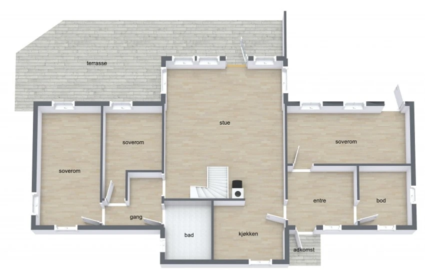 Plantegning 1. etasje Galleribilde