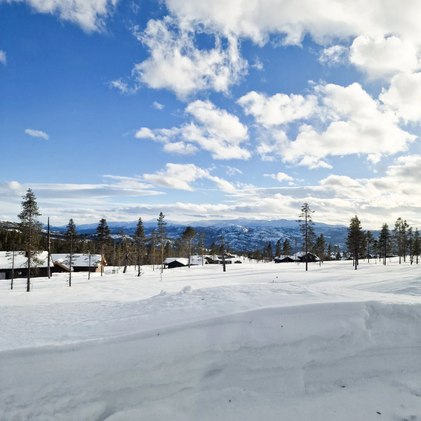 Foto fra tomt mot utsikten over fjellene Galleribilde
