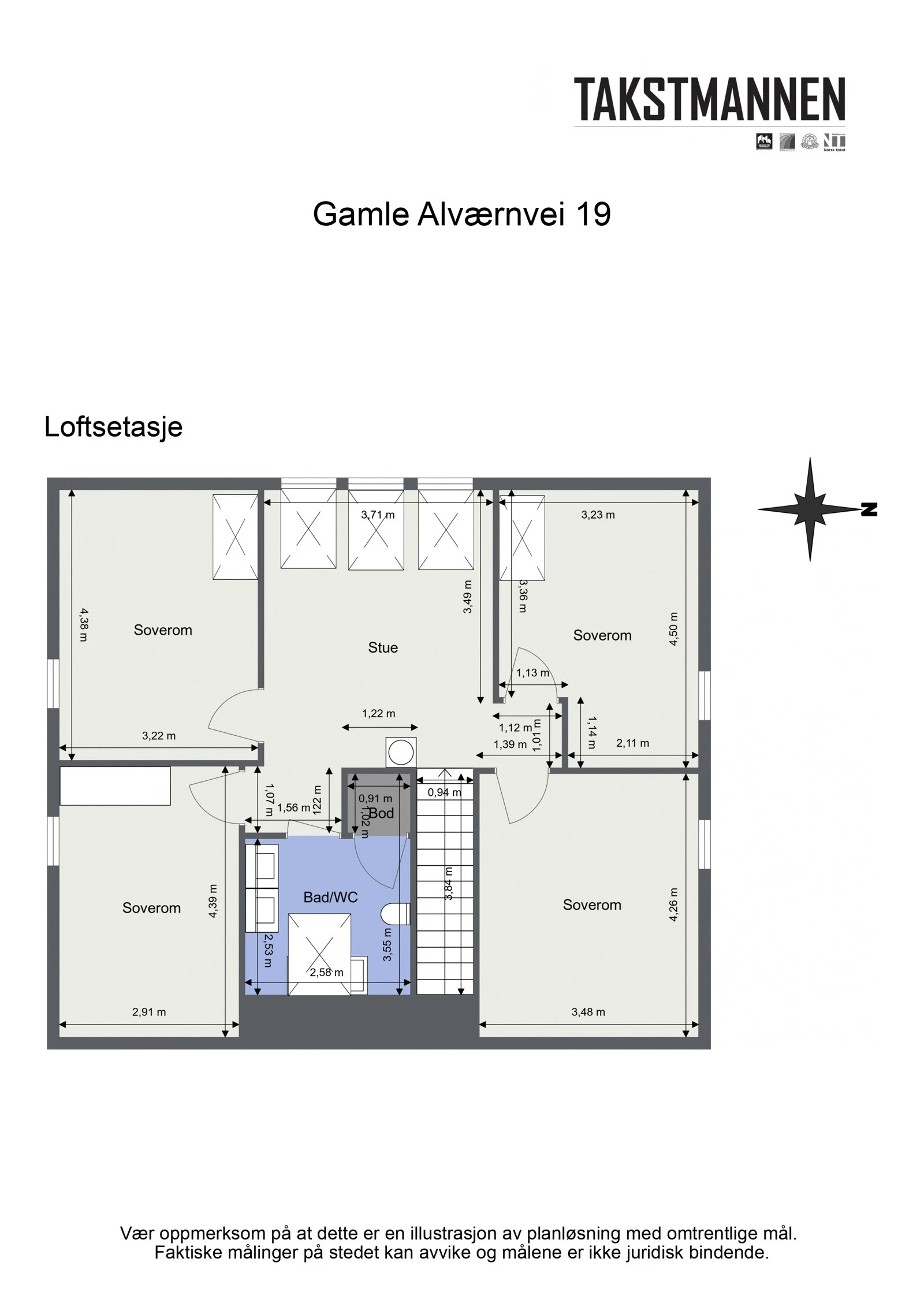 Plantegning loftsetasje. Galleribilde
