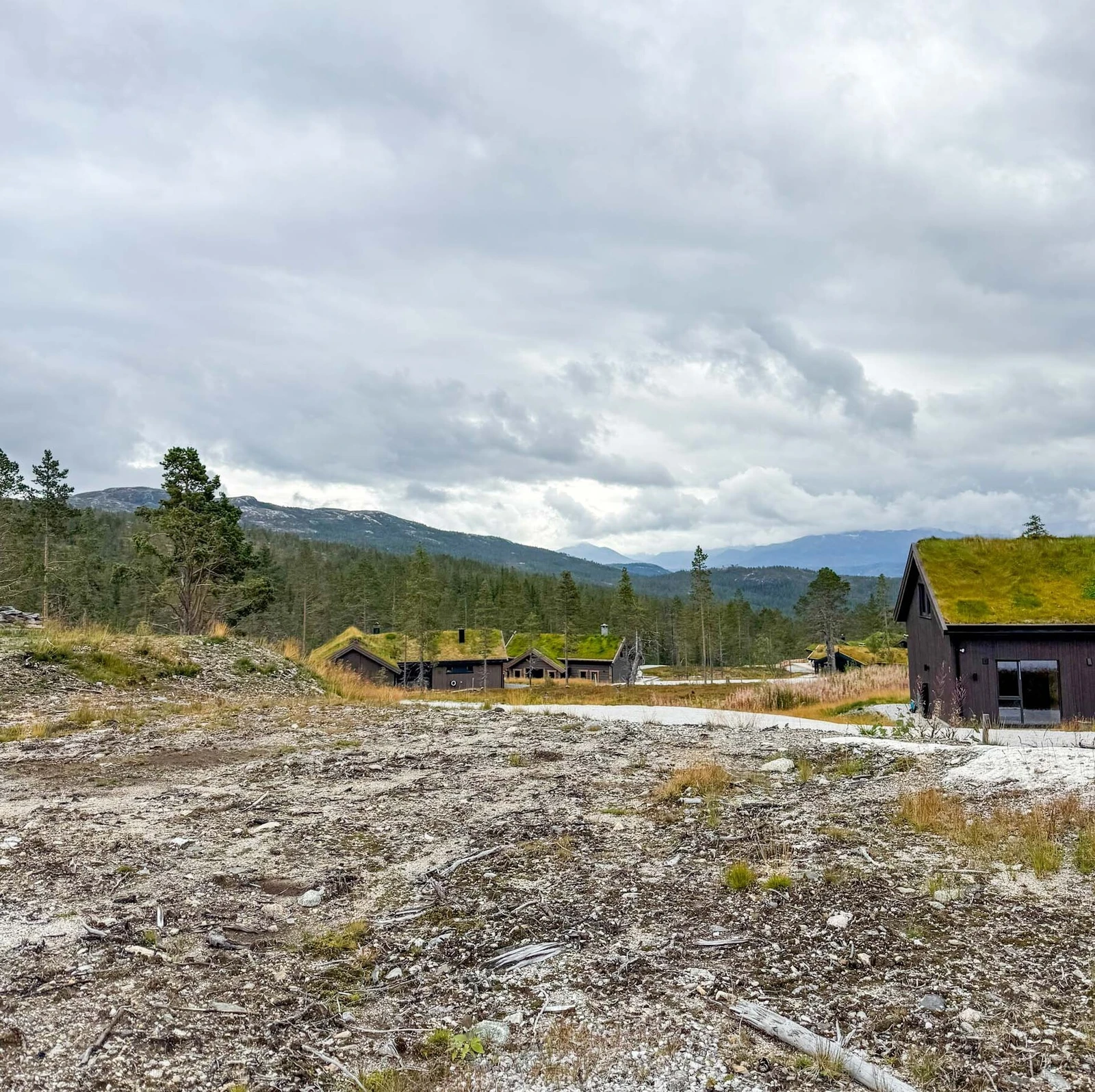 Foto fra tomt mot utsikten over fjellene Galleribilde