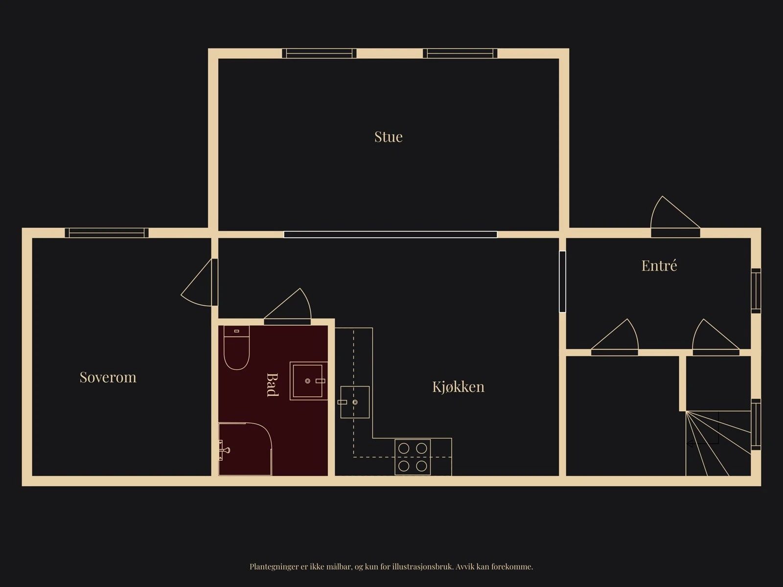 Plantegning hybel. Galleribilde