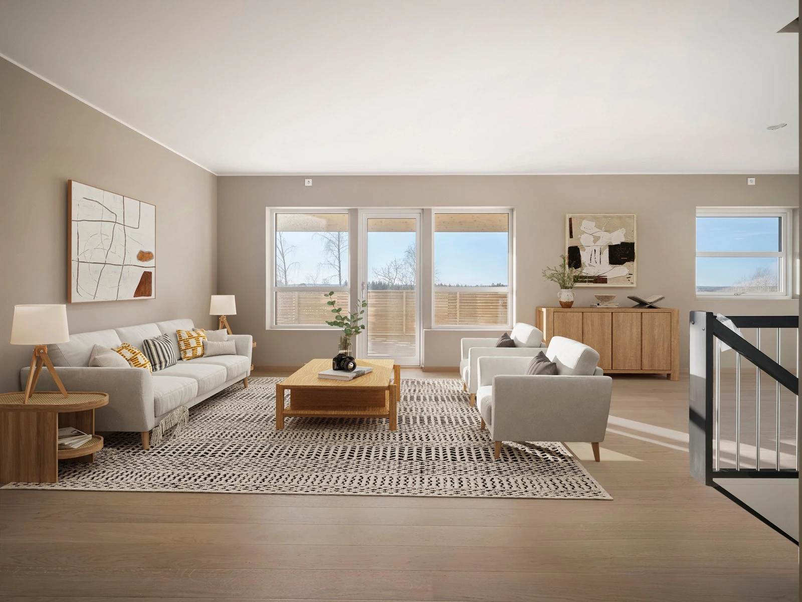 Stuen kan naturlig deles opp i flere soner. Galleribilde