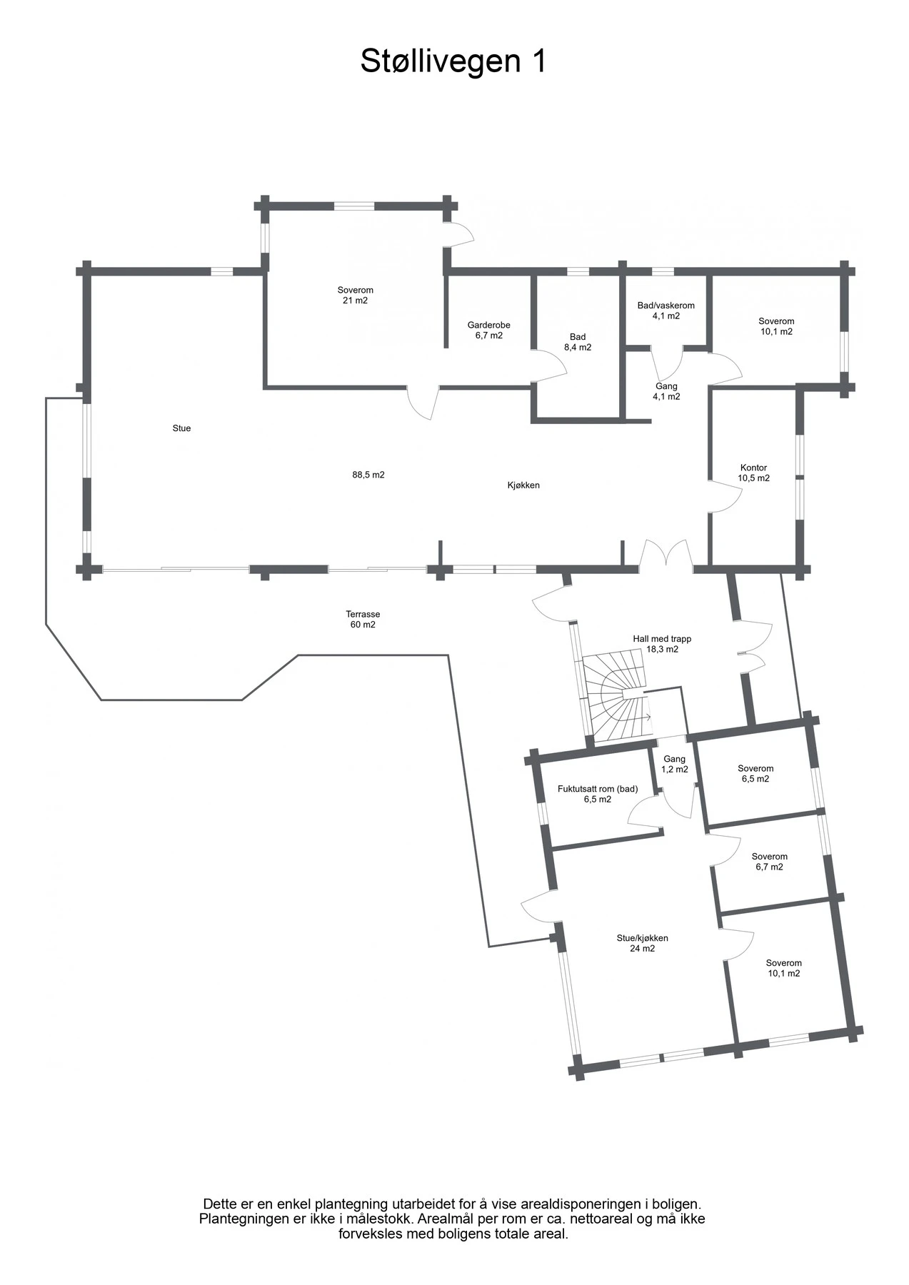 Planskisse - Hovedetasje. Galleribilde