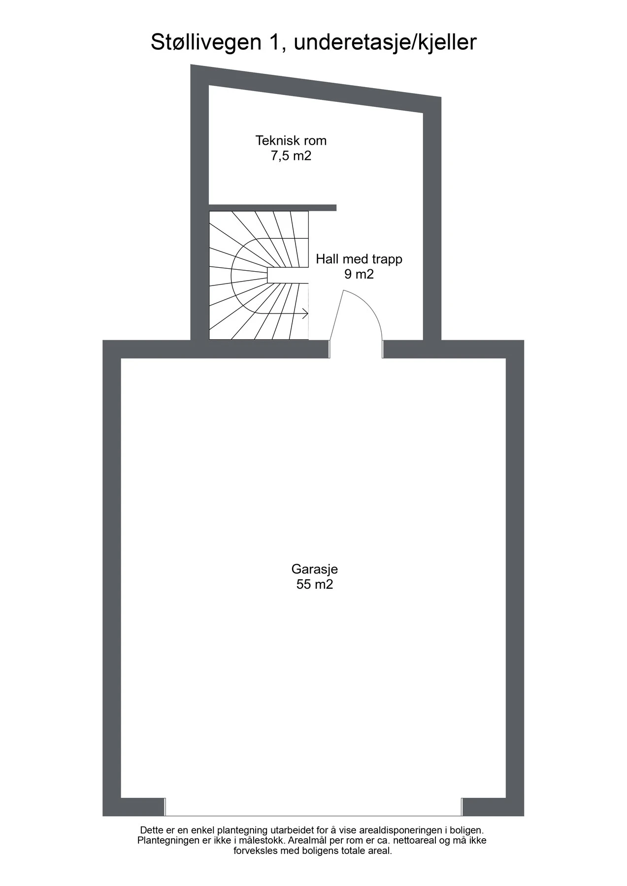 Planskisse - Underetasje/kjeller. Galleribilde
